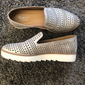 Silver platform loafer